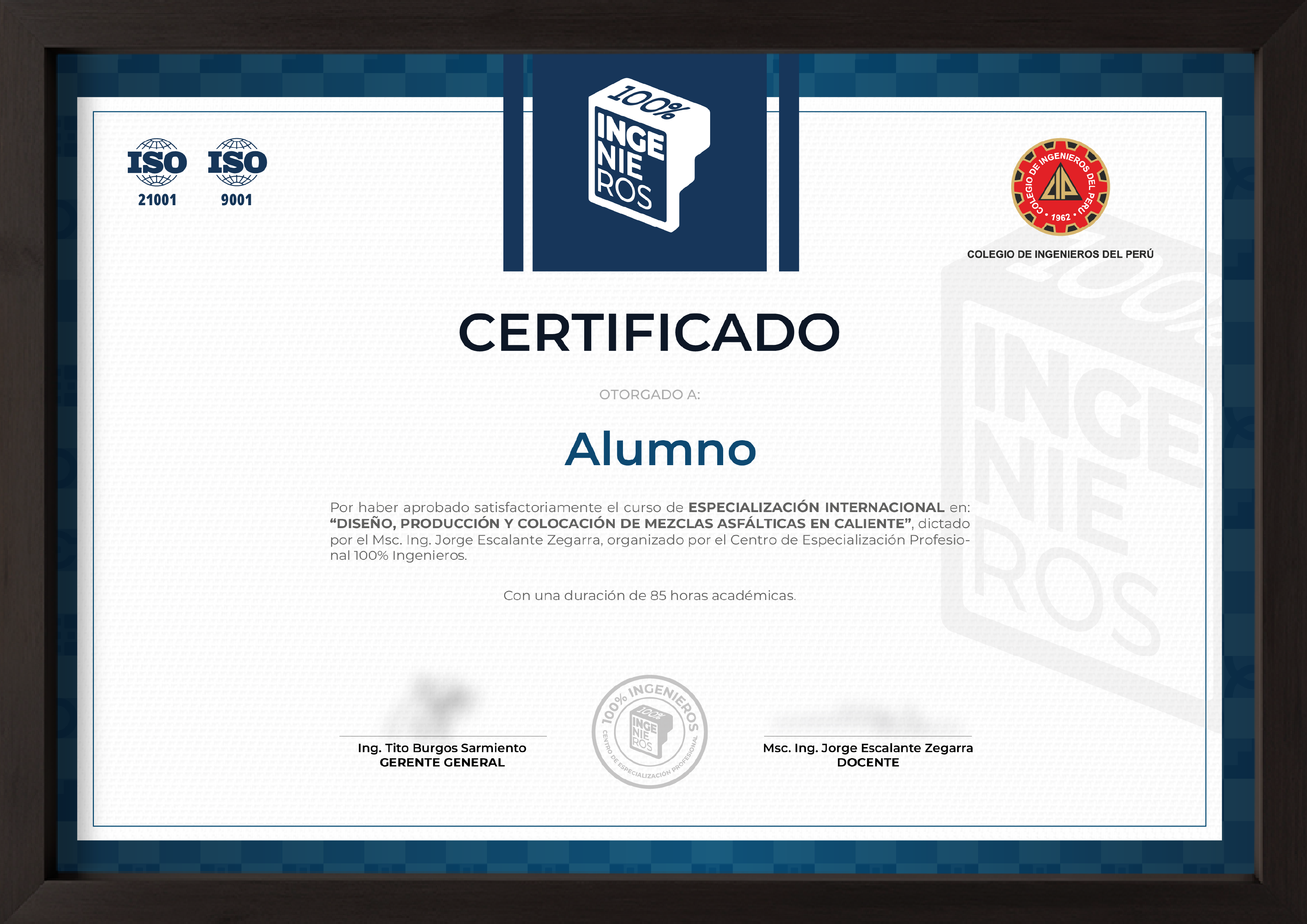 Certificado 100% Ingenieros con sellos ISO 21001 e ISO 9001:2015