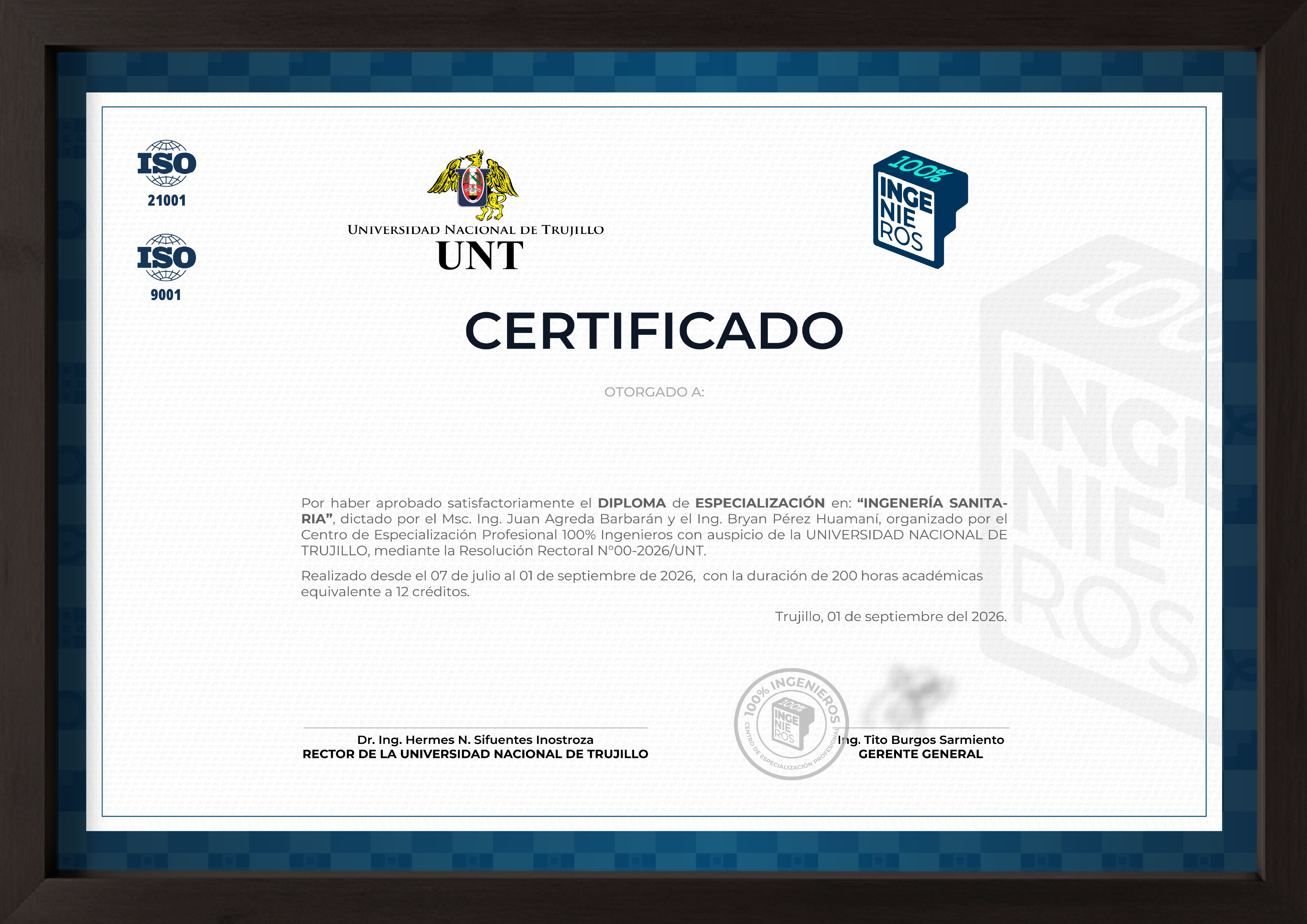 Certificado con respaldo de la Universidad Nacional de Trujillo