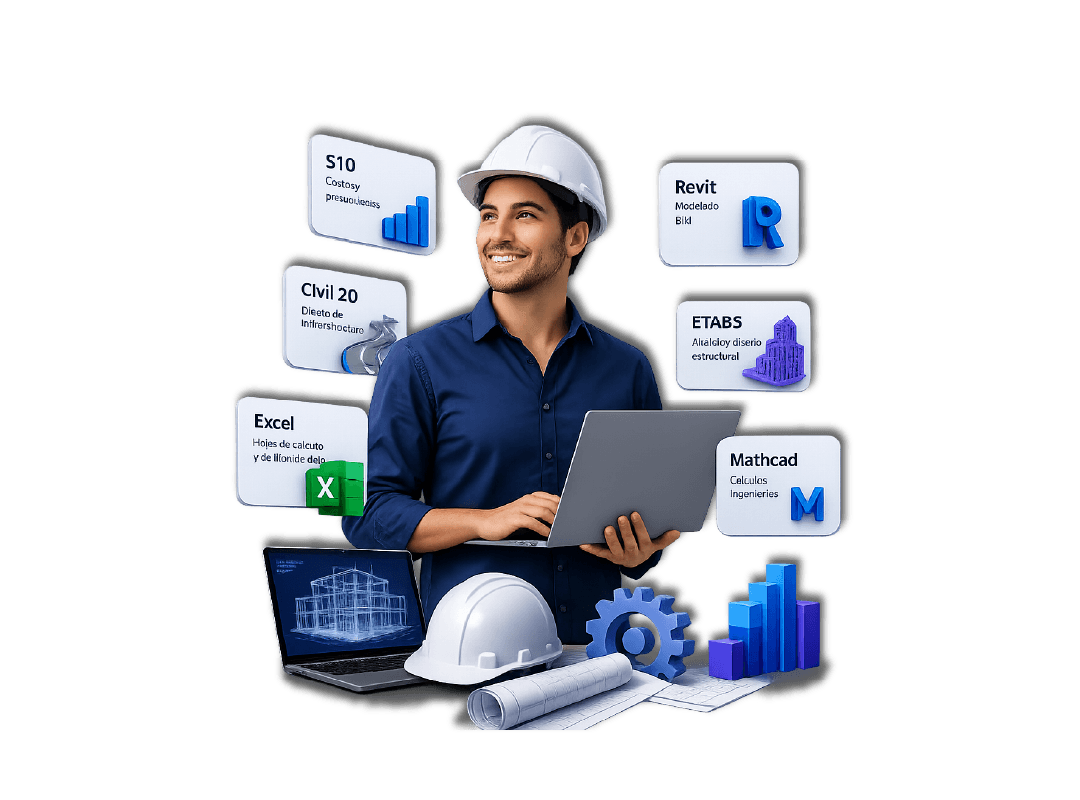 Ingeniero con herramientas de software